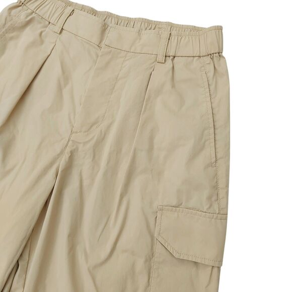 Uniqlo Easy Cargo Pants Womens Small Beige Lightweight Wide Leg Baggy Parachute - Picture 3 of 11